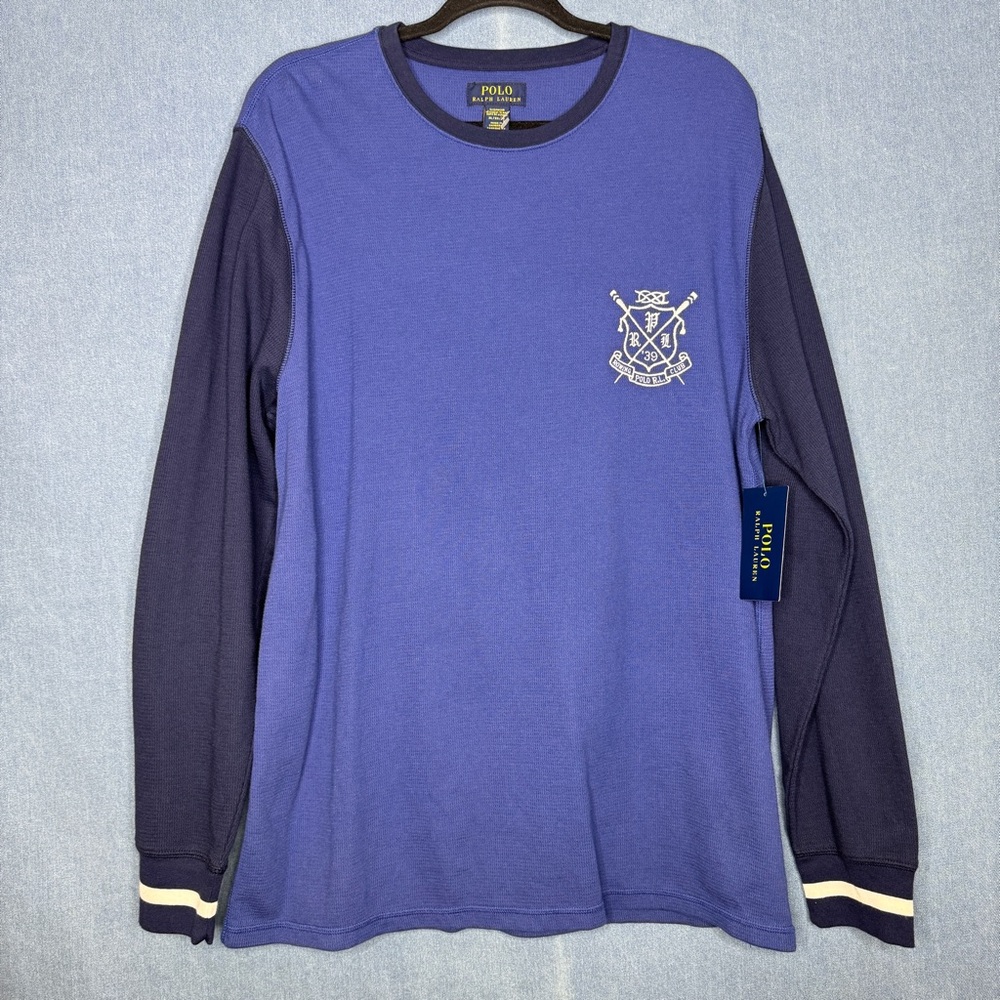 MENS POLO RALPH LAUREN WAFFLE KNIT SLEEPWEAR THERMAL SHIRT SZ XL Embroidered